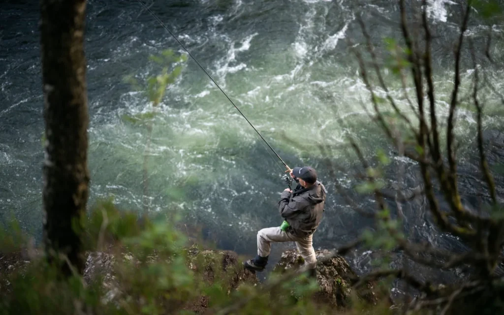 Angler fishing in Bjerkreimselva, Rogaland