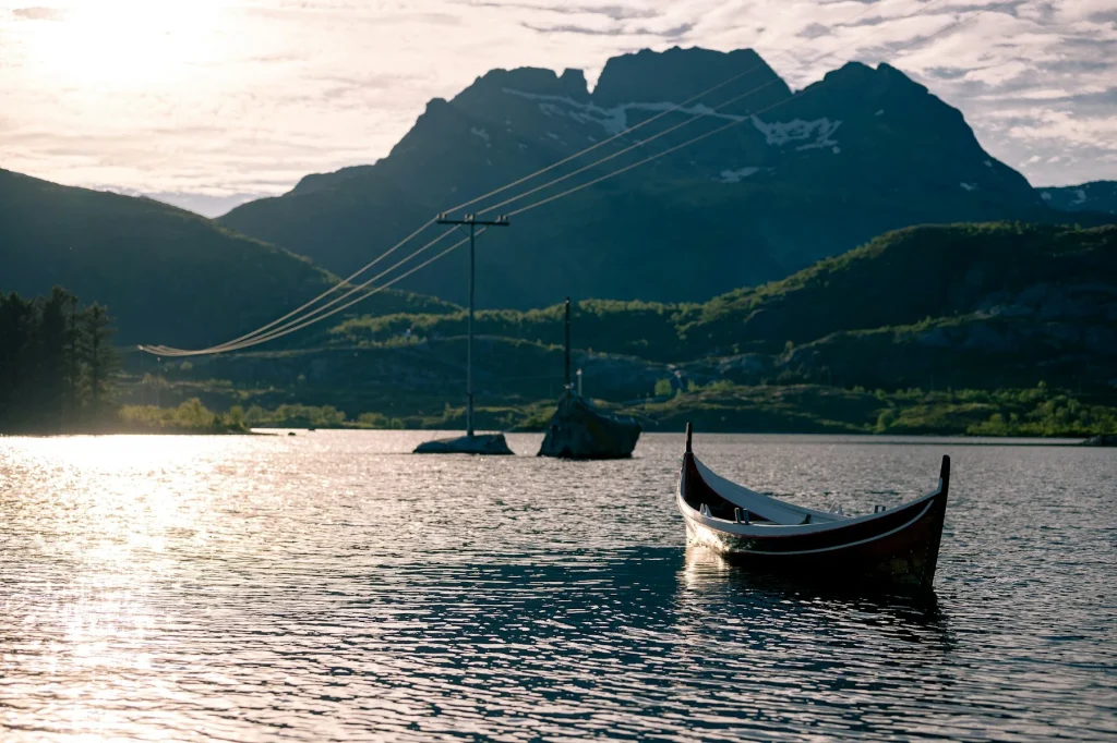 Small boat on a Norwegian mountain lake