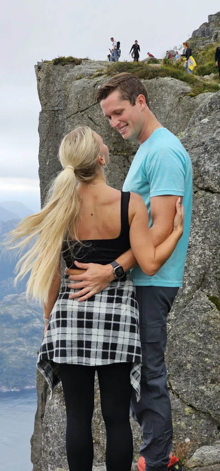 Friends on a private guided hike near Preikestolen, Norway