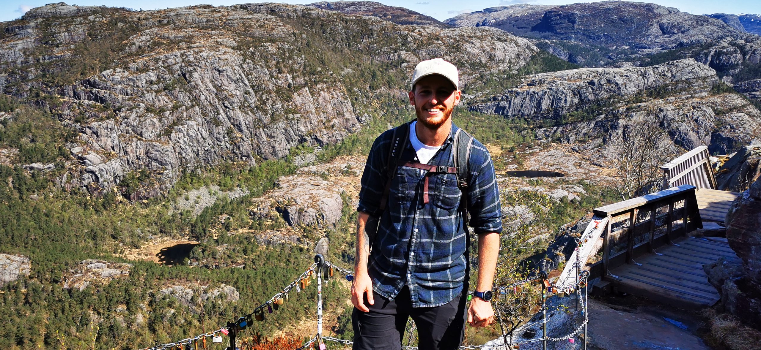 Luke on the trail to Preikestolen