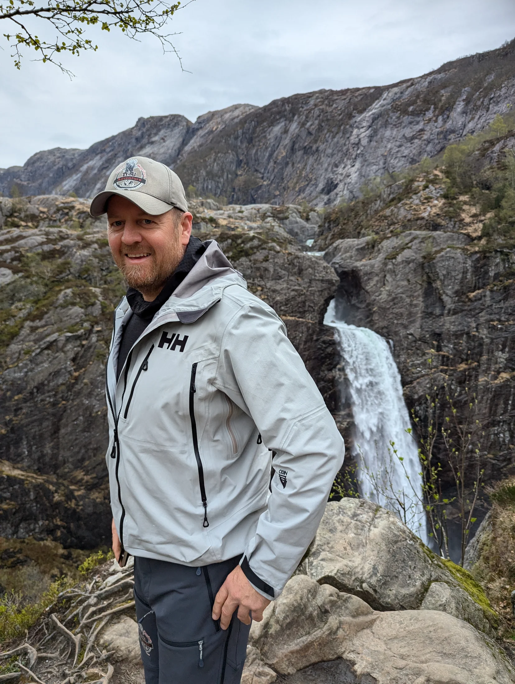 Guide at Månafossen waterfall in Frafjord, Norway