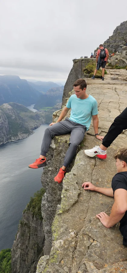 Private group on a guided hike to Preikestolen, Norway