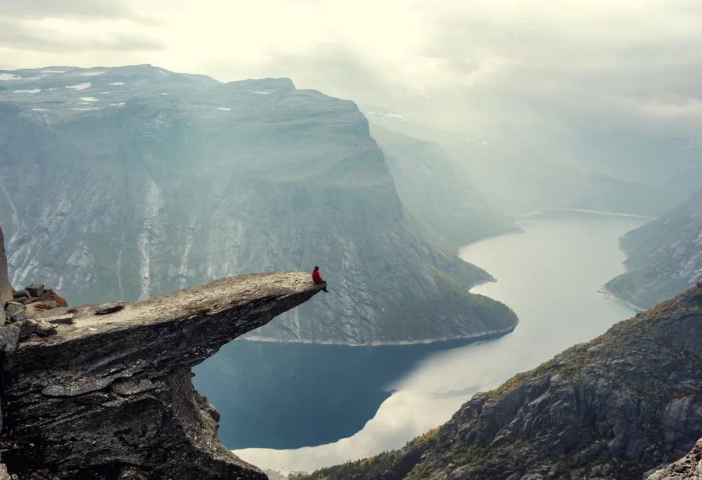 Trolltunga rock ledge over Ringedalsvatnet, Hardanger, Norway